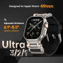 TAURI Silicone for Apple Watch Bands Ultra 3/2/1 49mm [Liquid Silicone Strap + Stainless Steel Metal Connector] Sport Band for iWatch 49mm Adjustable Band Men Women, Black