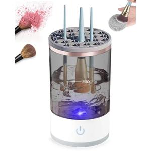 Makeup Brush Cleaner Machine Electric Makeup Brush Cleaner Automatic Cosmetic Brush Cleaner with Brush Clean Mat Spinning Makeup Brush Cleaner Fit For All Size Brush USB Charging Makeup Brush Cleaner (Light Grey)