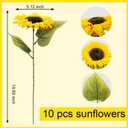 10 Pcs Sunflowers Artificial Flowers with Long Stems Silk Fake Large Sunflowers Bouquet Faux Sunflower Arrangement for Outdoor Indoor Home Vase Table Wedding Party Garden DIY Decor (Yellow)