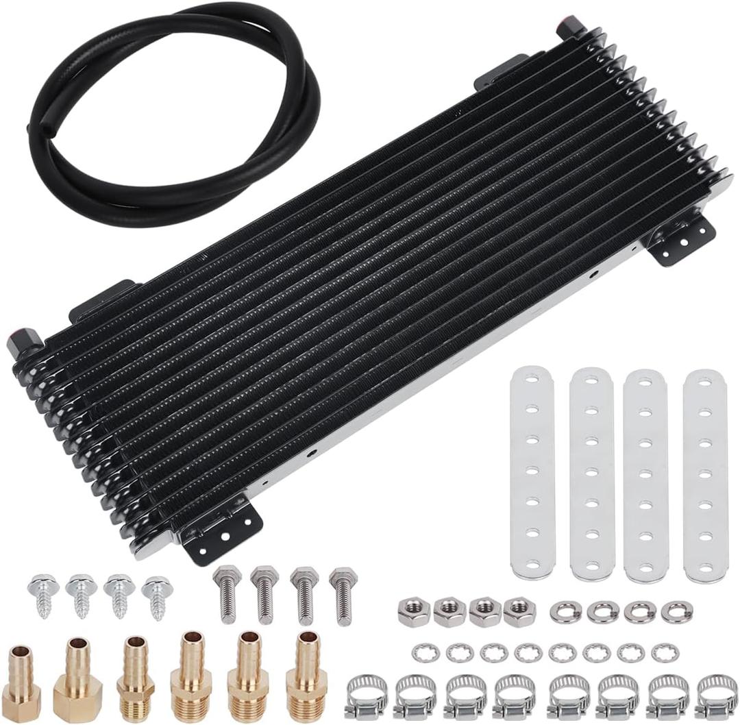 LokoCar Low Pressure Drop Transmission Oil Cooler LPD47391 4739 40,000 GVW with Mounting Hardware Black