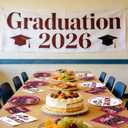 Graduation Decorations 2026, 200 Pcs Class of 2026 Graduation Party Supplies Kit with Paper Plates, Luncheon and Cocktail Napkins, Congrats Grad Decorations for 50 Guests (Maroon)