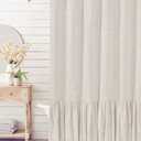 Felisa Beige Farmhouse Shower Curtain with A Ruffle Hem, Linen Blend Shower Curtain for Bathroom,Natural,72"x72"