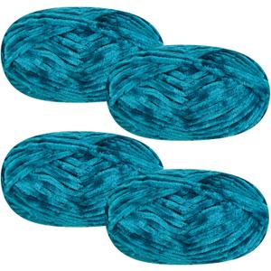SIMEIQI 4 PCS 400g Soft Chenille Velvet Yarn for Crocheting,Fluffy Warm Yarn for Knitting and Crochet DIY Craft Blanket Bag Hat Scarve Clothe Gloves Slippers DollDark Green