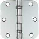 Hinge Outlet 3.5 Inch with 5/8 Inch Radius Ball Bearing Door Hinges, Heavy-Duty Steel, Removable Pin (Polished Chrome, 2 Pack) (3.5" x 3.5" with 5/8" Radius (Pack of 2))