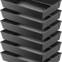 6 Pcs Detroit Style Pizza Pan 10 x 14 x 2.36 Inch Non Stick Rectangle Deep Pizza Pans Pre Seasoned Carbon Steel Sicilian Style Pan Dish Bakeware Kitchenware (Black)