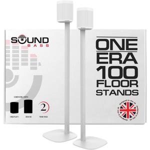 Sound Bass One / ERA100 Floor Stand Twin Pack (2pcs), White | Compatible with Sonos One, Gen 2, Play:1, SL | Future-Proof Design Also Compatible with ERA 100, Designed by Sound Bass UK. Double, Pair