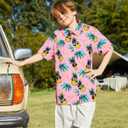 westwolf Little Big Boys Hawaiian Shirts Button Down Short Sleeve Tops Hawaiian Shirt for Kids 3-14T (Pink)