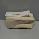 Large Capacity Travel Cosmetic Bag - Portable Makeup Bags for Women Waterproof PU Leather Checkered Makeup Organizer Bag with Dividers and Handle,Toiletry Bag for Cosmetics (Medium, woven-khaki)