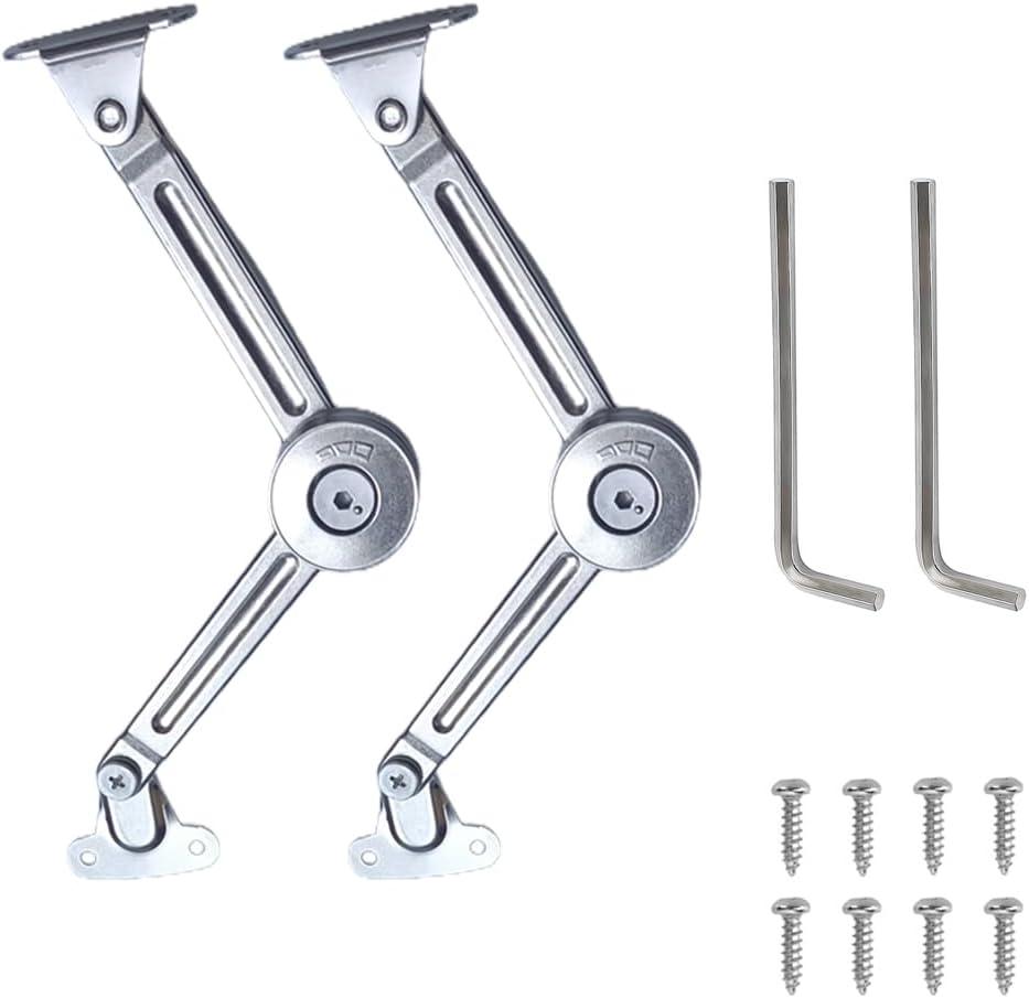 2 Pack Toy Box Soft-Close Hinge, Heavy-Duty Lid Support Hinge, Adjustable Tension, Suitable for Wooden Jewelry Boxes and Storage Boxes, and Flip-Up Cabinet Doors (Silver-2 Pack)