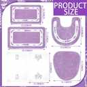 Nuanchu 6 Pcs Spring Lavender Purple Bathroom Rugs Set 2 Floral Hand Towels 2 Water Absorption Bath Mat 1 Non Slip U-Shaped Toilet Rugs 1 Toilet Lid Cover for Spring Bathroom Bedroom Living Room