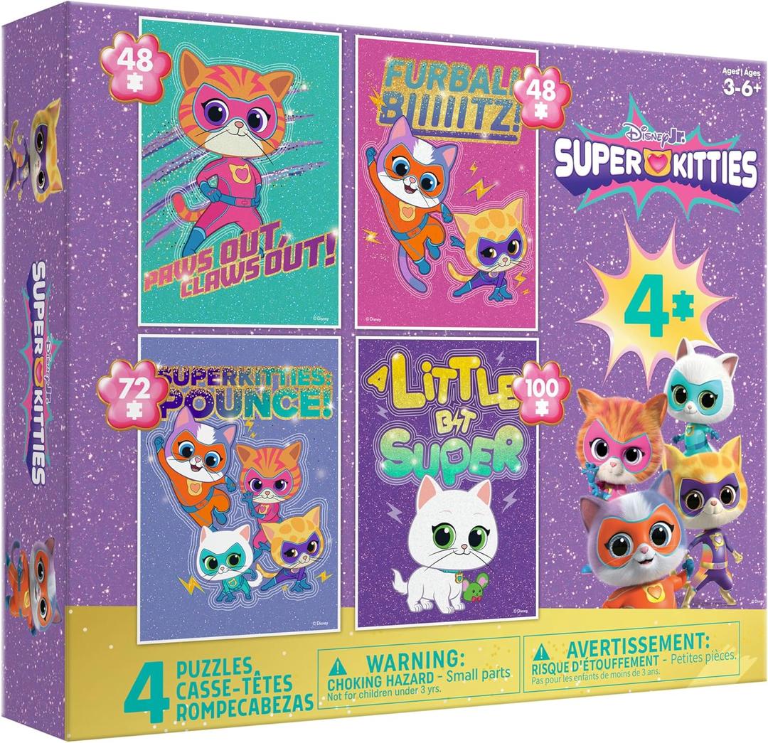 Ceaco - Disney - 4 X 1 Kids Multipack - Super Kitties - Multi Piece Jigsaw Puzzle for Adults -Challenging Puzzle Perfect for Game Nights - Finished Size Varies