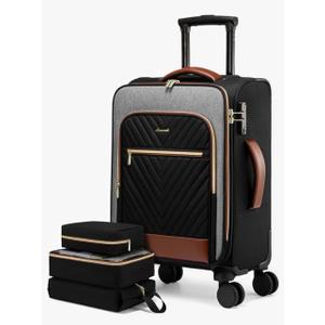 LOVEVOOK Carry On Luggage 22x14x9 Airline Approved,20 Inch Carry-on Suitcase for Women,Softside Suitcases with Wheels,Rolling Checked Luggage with TSA Lock,Lightweight Travel