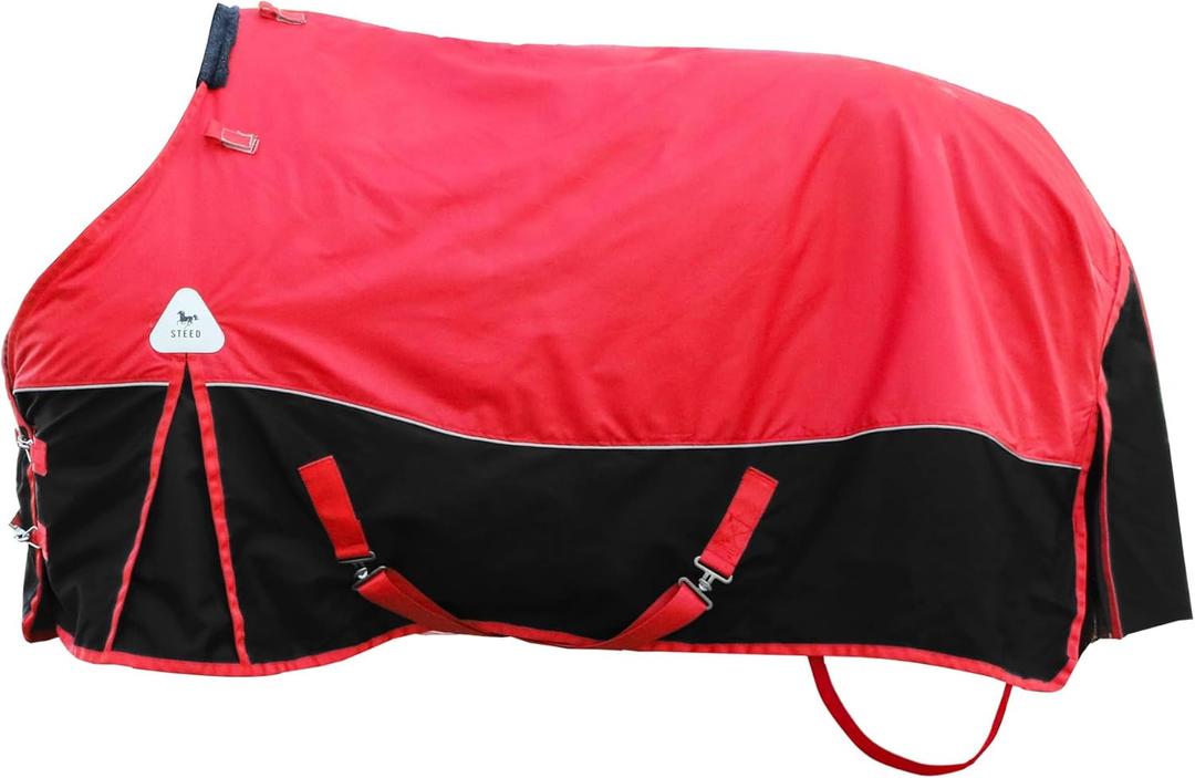Surcingle Red Turnout Blankets for Horse,1680D Winter Waterproof Horse Blanket, 300g / 14oz Warm Filling Liner, Medium Weight Waterproof Horse Blanket,Warm US 72 in(EU 135 cm)