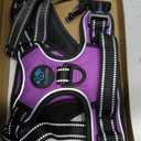 PHOEPET Reflective Dog Harness Large Breed Adjustable No Pull Vest with Handle 2 Metal Rings 3 Buckles [Easy to Put on & Take Off](L, Purple)