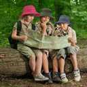Kids Sun hat for Girls Boys Outdoor Breathable Sun Protection UPF 50+ Cap Wide Brim Summer Beach Bucket hat (5-13 Years, 2 Pack Dark Grey & Light Beige)
