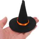 IMIKEYA Mini Witch Hat Broom: 12PCS Miniature Small Witch Hats Crafts Halloween Witch Hats and Brooms for Halloween Doll House Wine Bottle Party Decor Bar Home Table Decoration