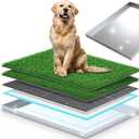 Upgrade Stainless Steel Dog Grass Pad with Tray, 34"x 23.6"Potty Training System for Dogs, 4-Layer Quick Drainage & Odor Control, Heavy Duty Indoor Outdoor Grass Turf for Balcony, Porch, Home Use