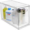 shopwithgreen Refrigerator Organizer and Storage Bins with Pull-out Drawer, Stackable Clear Fridge Drawer Organizer with Handle Design, Plastic Kitchen Pantry Storage Containers, 1Pack, 9.5QT, Clear 