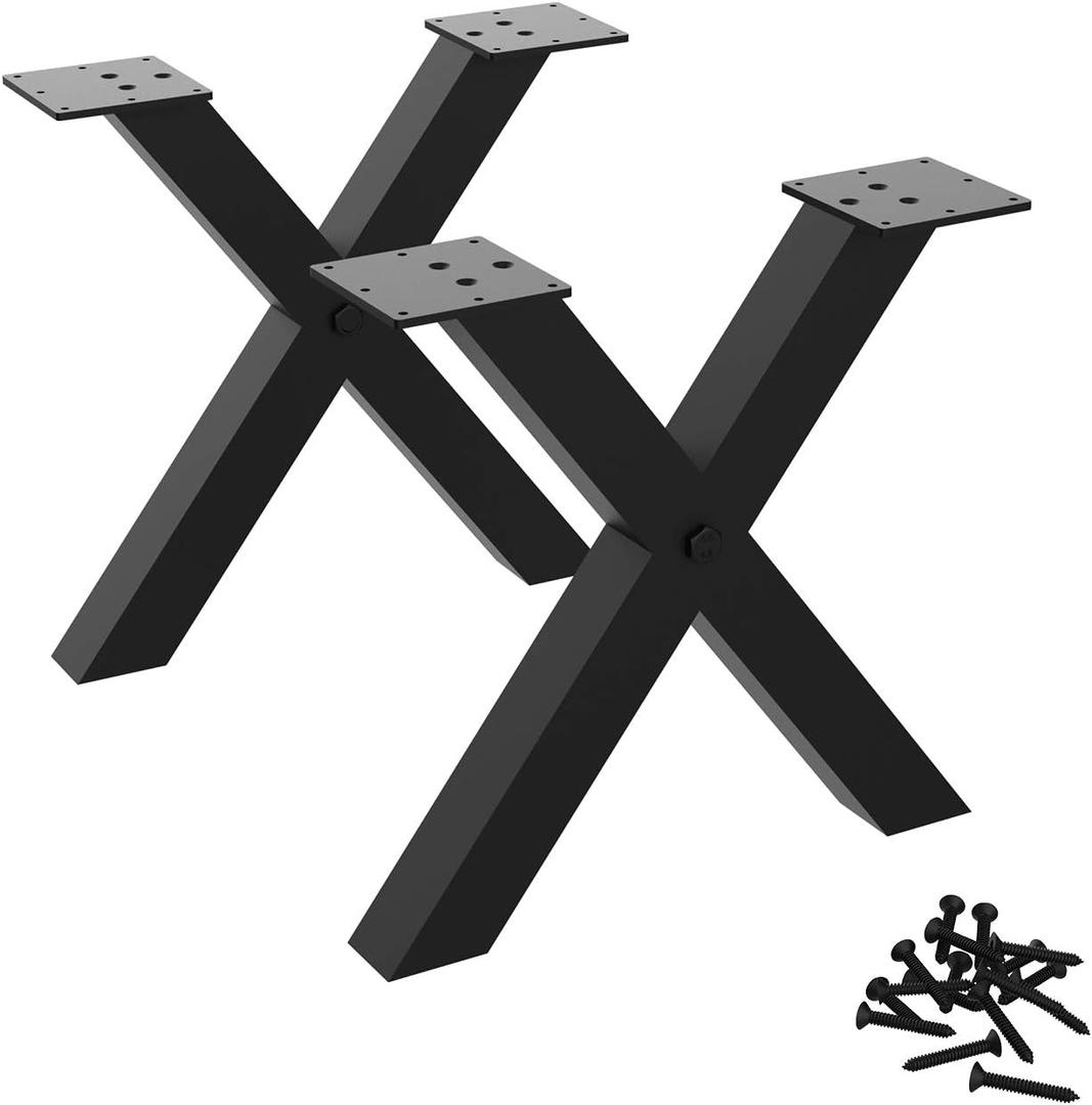 Orgerphy 16" X-Shape Metal Bench Legs (2PCS)| 16" Height 15.7" Wide X-Frame Heavy Duty End Table Legs Bench Legs | Mid Century Modern Metal Legs for Coffee Table Furniture Bench Legs (16"H x 15.7"W)