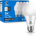 E ENERGETIC LIGHTING 40W Equivalent A19 LED Light Bulb, Warm White 3000K, E26 Standard Base, ETL Listed, 5W 450lm Non-Dimmable LED Light Bulb, 8 Packs