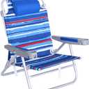SUNNYFEEL Extra Wide Low Beach Chair 5 Position Lay Flat 500 LBS Heavy Duty, XL Oversized Portable Folding Camping Chairs with Cup Holder for Outdoor/Trip, Lightweight Backpack Beach Chair for Adults