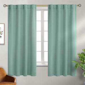 BGment Sage Green Blackout Curtains 63 Inch Length 2 Panels Set for Bedroom - Rod Pocket and Back Tab Solid Thermal Insulated Room Darkening Energy Saving Curtains for Living Room, 38"W x 63"L (Pack of 2), Light Sage Green