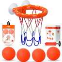 Bath Toys – Bathtub Basketball Hoop for Toddlers, Kids, Boys and Girls | 4 No-Hole Balls & Strong Suction Cups | Fun Basketball Bath Toy for Toddlers