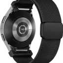 One Click Fabric Bands for Samsung Galaxy Watch 7 6 Band 5/4/FE 40mm 44mm/Galaxy Watch 6 Classic 43mm 47mm/5 Pro 45mm/4 Classic 42mm 46mm,Magnetic Elastic No Gap Wristband Stretchy Nylon Sport Strap (01-Black)