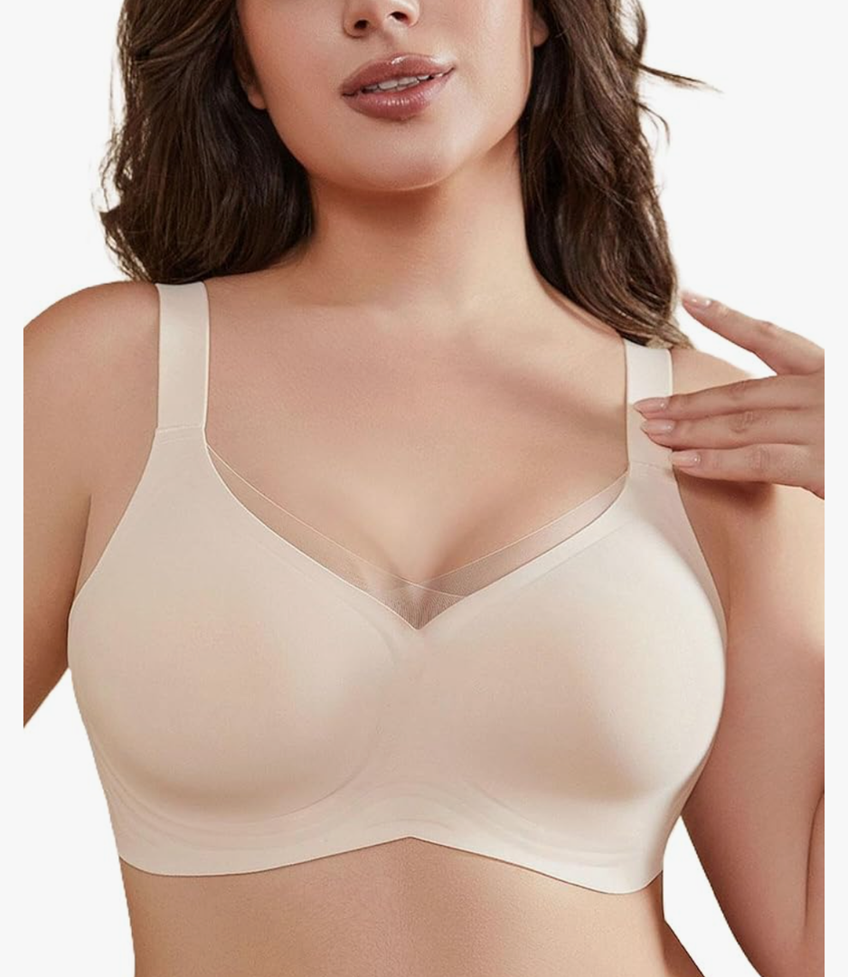 V Mesh Crossover Bras No Underwire Seamless Bralette Comfortable Full Coverage Supportive T Shirt Bras for Women Size XL