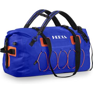 HEETA Waterproof Duffel Bag Motorcycle Dry Bag Backpack, 60L Extra Large Rolltop Travel Duffle Bags with Straps & Handles for Kayaking Rafting Boating Canoeing Camping Gym Beach Cruise Ship 