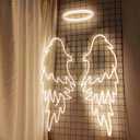Angel Wings Neon Signs for Wall Decor, 29.5 * 24.6 inches Angel Wings Led Lights Signs for Wedding, Party, Bar, Bedroom, Valentine's Day, Christmas Home Game Room Decoration
