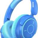 MIDOLA Kids Headphones Bluetooth 5.3 Wireless Volume Limited 85/94dB Hearing Protection Over Ear,68 Hours Playtime Foldable Lightweight Headset with Built-in Mic for Toddler Child Travel School Blue
