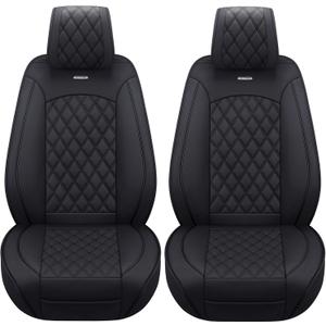 Front Car Seat Covers for Ford F150 F250 F350 F450 Truck (Black) | Custom Fit 2009-2026 F150 XLT STX XL, 2017-2026 F250 F350 F450 Super Duty Truck Crew/Regular/Extended Cab, Waterproof Leather