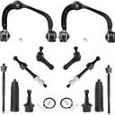ASTARPRO 12pcs Front Upper Control Arms and Lower Ball Joints + Straight Shaped Sway Bar Links + Inner and Outer Tie Rod Ends and Boots Compatible with 2005-2008 Ford F-150 Lincoln Mark LT 2WD