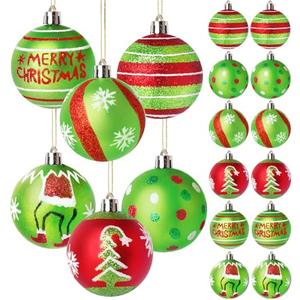 Wninbu 10 Pcs 2.4 Inch Christmas Ball Ornaments for Tree,Red and Green Glittering Hanging Bulbs Pendants for Christmas Tree Decorations
