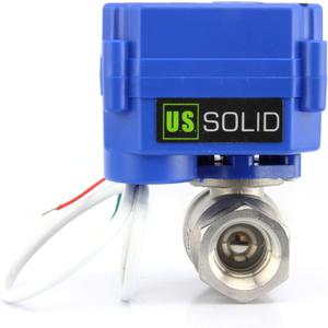 U.S. Solid Motorized Ball Valve- 1/4" Stainless Steel Ball Valve with Full Port, 9-24V AC/DC and 2 Wire Auto Return Setup