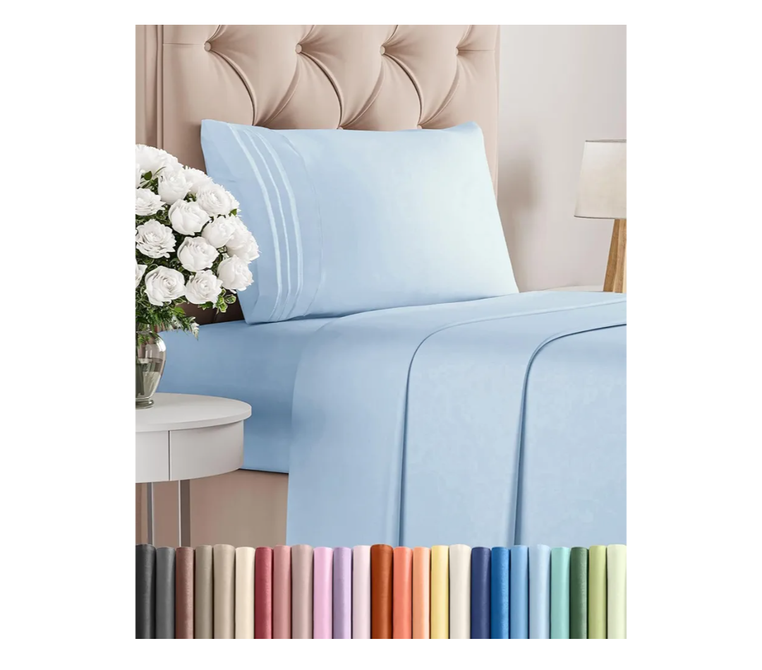 Twin Size 3 Piece Sheet Set - Comfy Breathable & Cooling Bed Sheets Set - Hotel Luxury Bedding for Women, Men, Kids, Teens, Boys & Girls - Deep Pockets, Soft and Wrinkle Free - Oeko-Tex - Light Blue