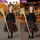 PinkSheep Girls Costume Set,Led Light Up Girls Tutu Skirt with Headband Bow Tie, Kids School Party Outfit Dress Up Cosplay (Medium, Skull Black)