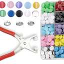 Minestylish 100 Sets Metal Snaps Buttons with Fastener Pliers Press Tool Kit Perfect for DIY Crafts Clothes Hats and Sewing, Snap Button Fasteners Kit for Clothing(Colorful / 400 PCS)