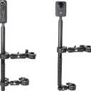 Motorcycle Mount kit for Insta360 One X5 X4 X3 X2 RS DJI OSMO 360 GoPro MAX 2- Double Clamps Handlebar Holder with 155cm Selfie Stick for Motorcycle and Bicycle Riding Records