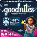Goodnites Nighttime Bedwetting Underwear, Girls' S/M (43-68 lb.), 44 Ct (Small/Medium)