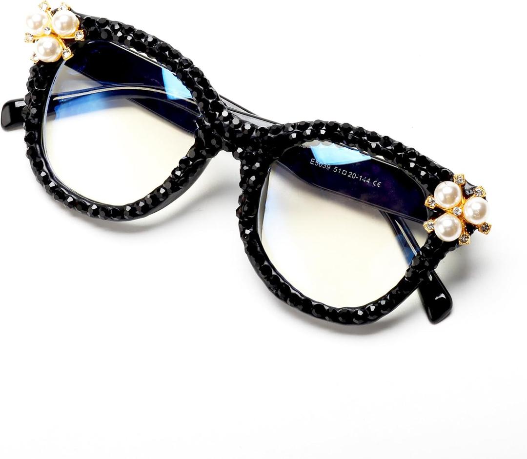 ICARA Oversized Christmas Bling Rhinestone Reading Glasses for Women Christmas Party Ladies Readers