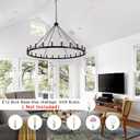YLCHYTDZSW 24-Light Black Wagon Wheel Chandelier for Living Room 52 Inch Farmhouse Chandeliers Large Round High Ceilings Light Fixtures for Entryway Dining Room Foyer Kitchen Island