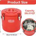 Insulated Soup Container with Spoon 5 Gallon, 21QT Portable Commercial Cold Hot Box Food Warmer for Catering, Stainless Steel Insulated Soup Transport Carrier for Restaurant Canteen Home Party