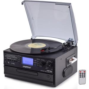 10 in 1 Vinyl Record Player 3 Speed Bluetooth CD Player Cassette Turntable
Bluetooth in and out speaker for home,Vintage record and cd player combo,Retro tape player,AM/FM Radio,USB/TF card Recorder