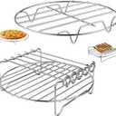 Air Fryer Rack for Air Fryer Oven, Set of 2 Multi-purpose Accessories Metal Double Layer Wire Rack with Skewer for Ninja, Power XL, Cosori, Instant Pot, Gourmia, Chefman, Dishwasher Safe
