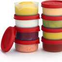 Condiment Cups Containers with Lids- 8 pk. 1.3 oz.Salad Dressing Container to go Small Food Storage Containers with Lids- Sauce Cups Leak proof Reusable Plastic BPA free for Lunch Box Picnic Travel (Red)