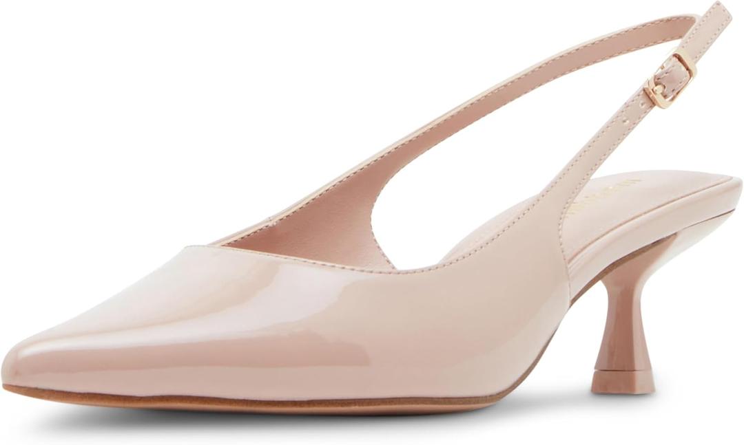 Madden Girl Women's Valerie Sling-Back Kitten Heel Pump, Nude Patent, 10