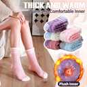 ANTSANG Fuzzy Socks for Women, Fluffy Warm Soft Slipper Socks for Winter & Home, Ideal for Teen Girls (Assorted Stripes)