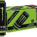 Monster Energy Zero Sugar, Green, Original, Low Calorie Energy Drink, 16 ounce (Pack of 15), Expiration Date February 25 2028 